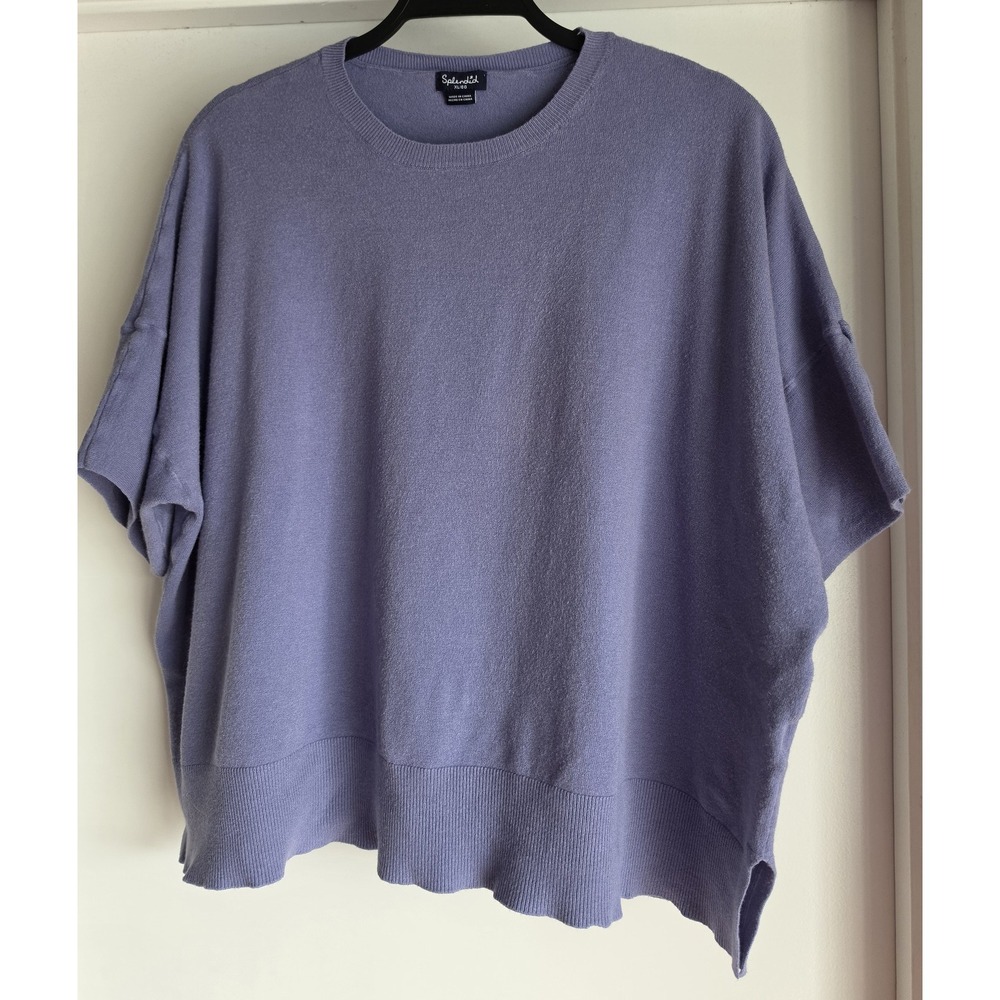 Splendid Women XL Purple Short Sleeve T-Shirt Round Neck Solid Tee Top